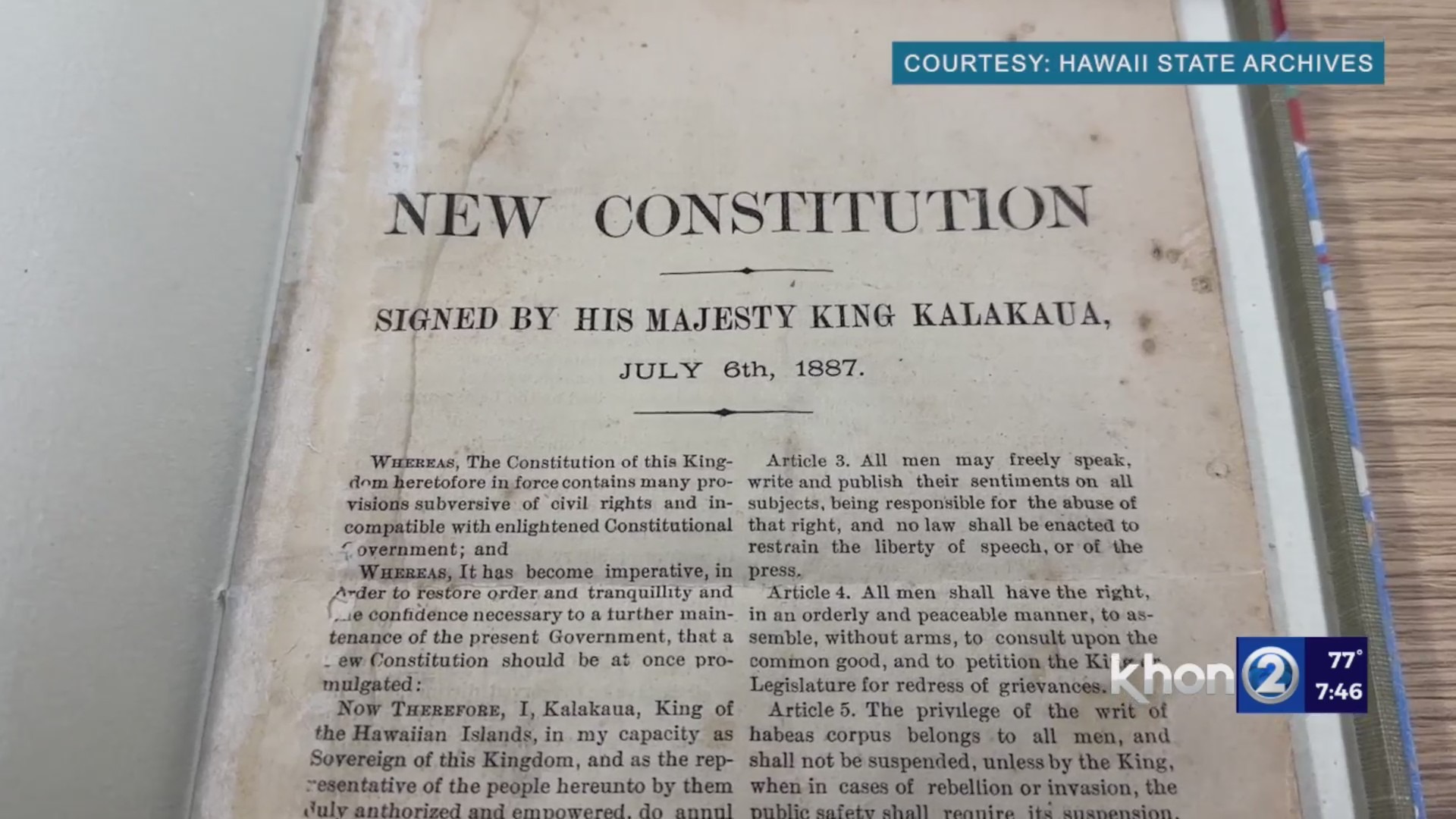 The Bayonet Constitution. (Photo/Hawaiʻi State Archives)